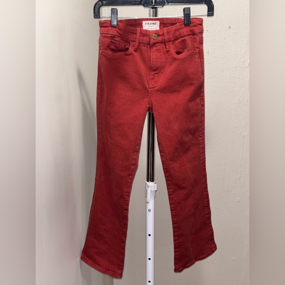 Frame Denim Women's Red Le Crop Mini Boot Jeans Size 24 - Picture 5 of 10